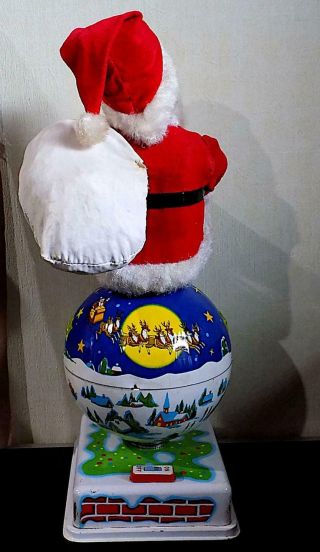 Vintage Battery - Operated Santa Claus on Rotating Globe Toy,  Made in Japan.  60s 3