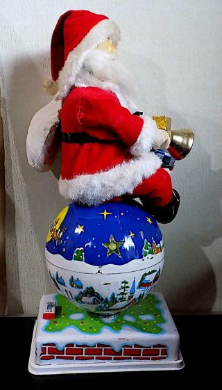 Vintage Battery - Operated Santa Claus on Rotating Globe Toy,  Made in Japan.  60s 4