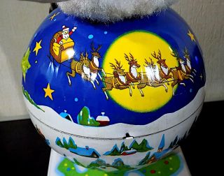 Vintage Battery - Operated Santa Claus on Rotating Globe Toy,  Made in Japan.  60s 5