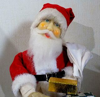 Vintage Battery - Operated Santa Claus on Rotating Globe Toy,  Made in Japan.  60s 6