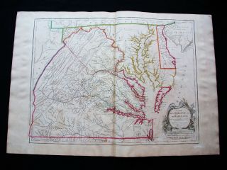 1757 Vaugondy - " Big Folio Map " : North America,  United States,  Virginia,  Maryland