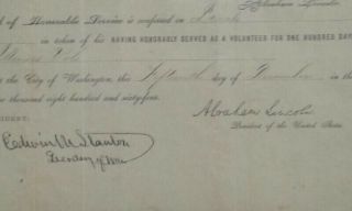 100 Day Volunteer Certificate Civil War Document Dated In 1864 Authenticated. 3