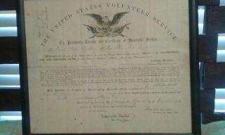 100 Day Volunteer Certificate Civil War Document Dated In 1864 Authenticated. 4