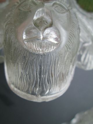 Antique Victorian PRINCESS FEATHER LIONS HEAD EAPG Glass Kerosene Oil Lamp Pair 6