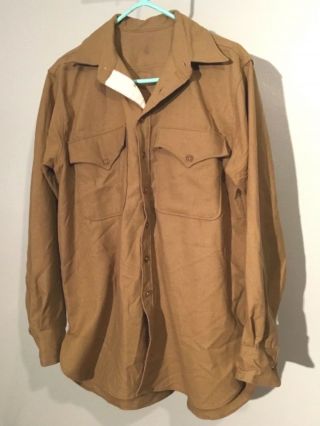 Mens Vintage Wwii Us Army Brown Shirt 1943 100 Wool