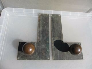 Antique Bronze Door knobs Handles Finger Push Plates Vintage Old Victorian 6