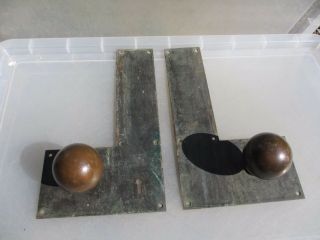 Antique Bronze Door knobs Handles Finger Push Plates Vintage Old Victorian 8