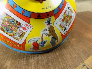 Tri - ang Alice In Wonderland Spinning Top Tin Toy c1950 10