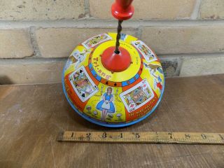 Tri - Ang Alice In Wonderland Spinning Top Tin Toy C1950