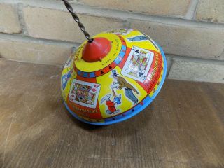Tri - ang Alice In Wonderland Spinning Top Tin Toy c1950 2