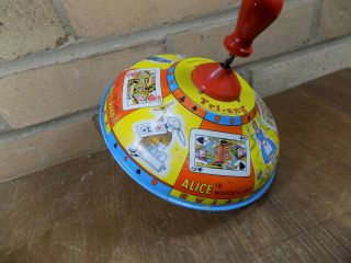 Tri - ang Alice In Wonderland Spinning Top Tin Toy c1950 4