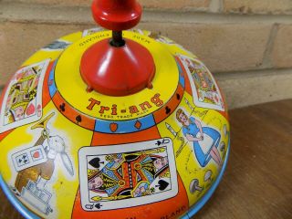 Tri - ang Alice In Wonderland Spinning Top Tin Toy c1950 5