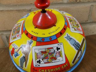 Tri - ang Alice In Wonderland Spinning Top Tin Toy c1950 7