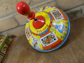 Tri - ang Alice In Wonderland Spinning Top Tin Toy c1950 8