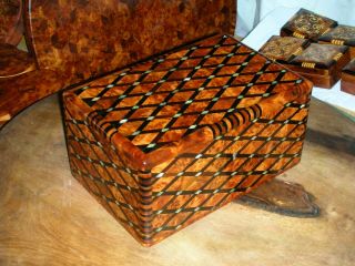 Thuya Wood Jewellery Box Inlaid With Mother Of Pearl Hand - Made In Morocco