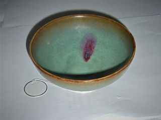 A Rare Song Dynasty Junyao Sky - Blue Glazed Bowl with a Rosy Splash 6