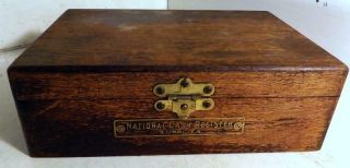 Antique Vtg National Cash Register Supplies/parts Wood Box W Tray 5x8x3 C1920s