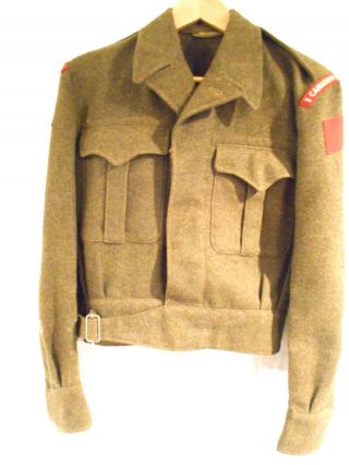 Vintage 1951 Canadian Wool Battle Dress Jacket - 1 Canadian Guards Size 10