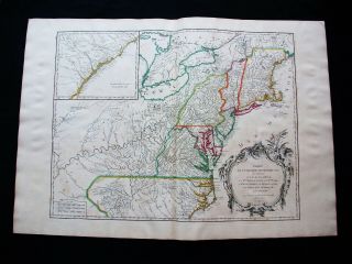 1757 Vaugondy - " Big Folio Map " : North America,  United States,  Ohio,  York Usa