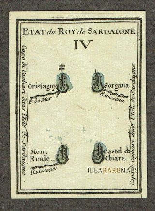 1763 Sardegna Oristano Cagliari De Poilly Rare Antique Playing Card