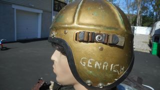 US Navy H - 4 Pilots Helmet Size Med MFG Gentex Named To Korean War Era 2