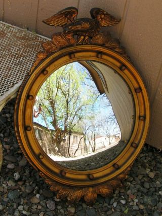 Vintage American Federal Era Convex Bullseye Mirror 13 Colonies American Eagle 2