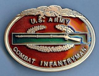 Us Army Combat Infantryman Cib Belt Buckle,  Brightly Plated With Enamels (trt)