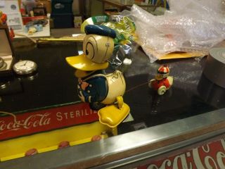 Vintage Linemar Donald Duck And Nephew Wind - Up Friction Waddling Japan Tin Toy