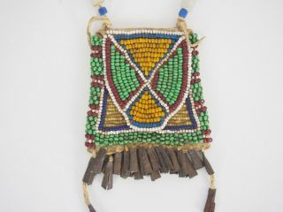 Antique Native American Northern Plains Beaded Medicine Bag Deer Skin 1800 