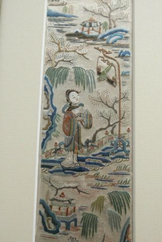 Pair Stunning Antique Chinese Hand Embroidered Silk Panels Circa 19c - Framed 5