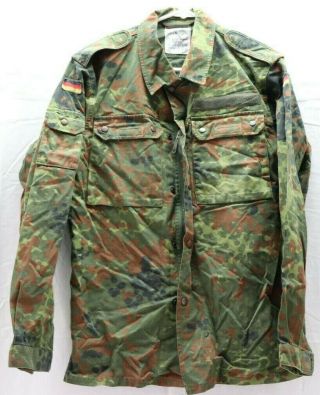 German Flecktarn Camo Shirt Jacket W Zipper Size 90cm/gr1= Us Small E9954