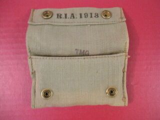 WWI US Army M1910 First Aid Canvas Pouch w/Bauer Bandage - US Army Dtd 1918 1 3