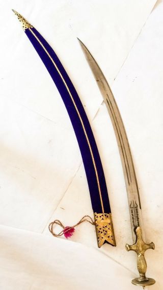 Handcrafted Indian Rajput wedding sword with sheath golden hilt 2