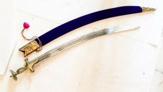 Handcrafted Indian Rajput wedding sword with sheath golden hilt 3