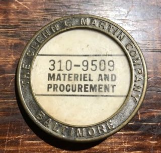 Glenn L.  Martin Vintage Employee Identification Badge Baltimore 2