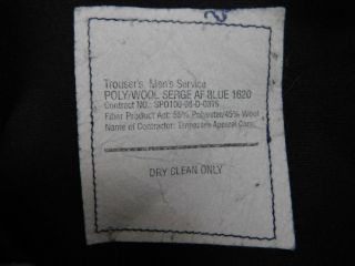 USAF US Air Force Blue 1620 Poly/Wool Service Dress Trousers Pants 34 Short EUC 7