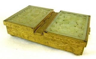 Chinese Jade Box Carved Jade Double Compartment C.  1900