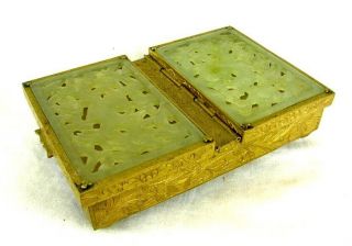 CHINESE JADE BOX CARVED JADE DOUBLE COMPARTMENT c.  1900 4