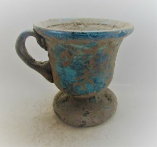 Ancient Roman Blue Glass Iridescent Cup Circa 100 - 300ad Europe