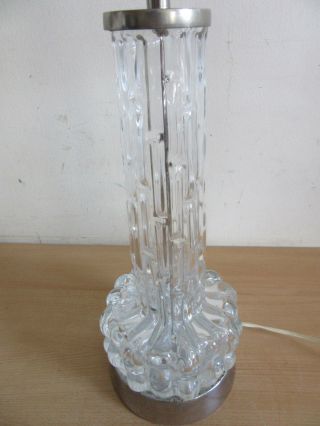 Vintage Mid Century Carl Fagerlund For Orrefors Crystal,  Chrome Base Table Lamp