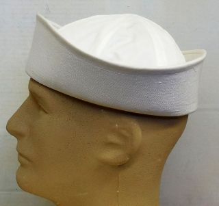 USGI WHITE U.  S NAVY COTTON SAILOR HAT DIXIE CUP (7¾) WITH GOV ' T TAG 2