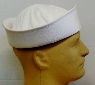 USGI WHITE U.  S NAVY COTTON SAILOR HAT DIXIE CUP (7¾) WITH GOV ' T TAG 3