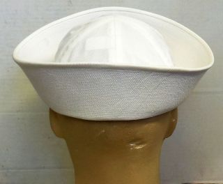 USGI WHITE U.  S NAVY COTTON SAILOR HAT DIXIE CUP (7¾) WITH GOV ' T TAG 4