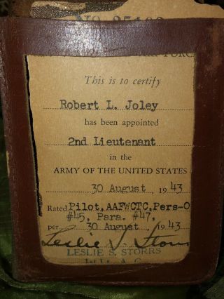 WW2 US Army Air Force Leather Wallet,  Named To Fighter Pilot Robert L Joley 3