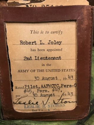 WW2 US Army Air Force Leather Wallet,  Named To Fighter Pilot Robert L Joley 4