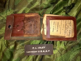 WW2 US Army Air Force Leather Wallet,  Named To Fighter Pilot Robert L Joley 5