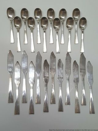 24pc Arts Crafts Allan Adler Sterling Silver Hand Hammered Luncheon Flatware Set