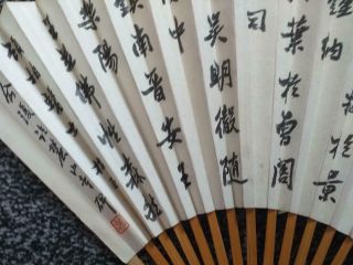 vintage Chinese painted hand held fan artist Ding Baoshu 3