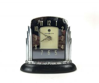 Art Deco 1930s Chrome Mirror Bakelite Ge Electric Lotus Clock