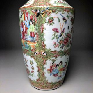 LARGE 44CM antique Chinese FAMILLE ROSE VASES 19th century Canton porcelain 2
